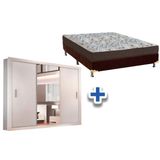 Cama Box Casal Colchao D45 Ortobom Guarda Roupa Veneza Luxo Branco