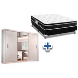 Cama Box Casal Colchao Physical Spring Guarda Roupa Veneza Luxo Branco