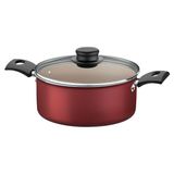 Panela Caçarola Antiaderente Com Tampa De Vidro 20 Cm 2,8l Turim Vermelho Tramontina