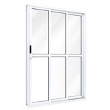 Porta de Correr Lateral Alumínio Branco 3 Folhas Riobras Alumínio Ullian Esquadrias Metálicas 213cmx150cm Branco