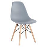 Cadeira Charles Eames Eiffel Dsw Com Pés De Madeira Clara Cinza Médio