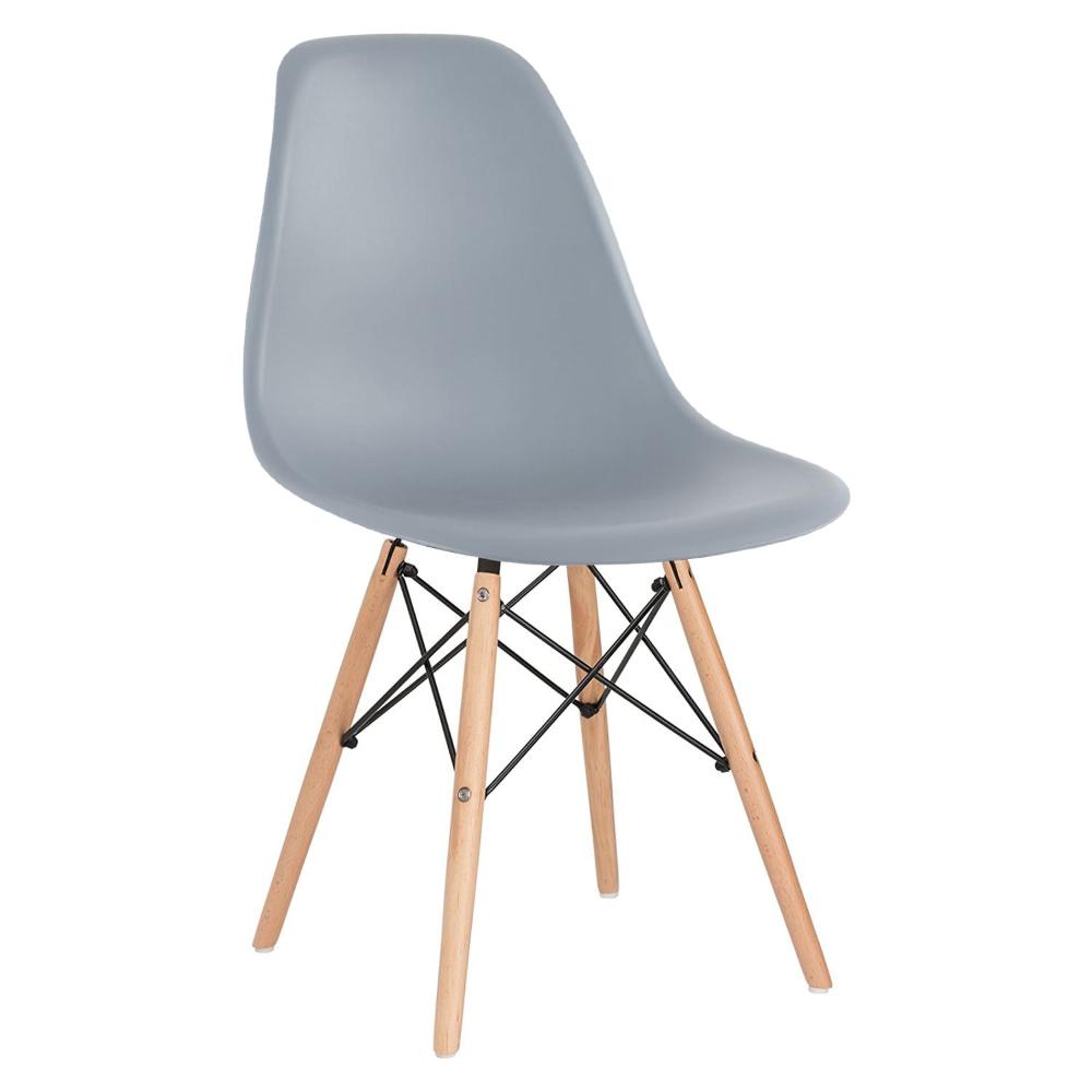 Cadeira Charles Eames Eiffel Dsw Com Pés De Madeira Clara Cinza Médio