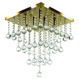 Lustre De Cristal Legitimo Classic Square Long 40 Dourado