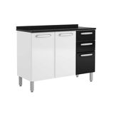 Gabinete Bertolini Evidence 7124 c/Tampo 120cm Branco/Preto