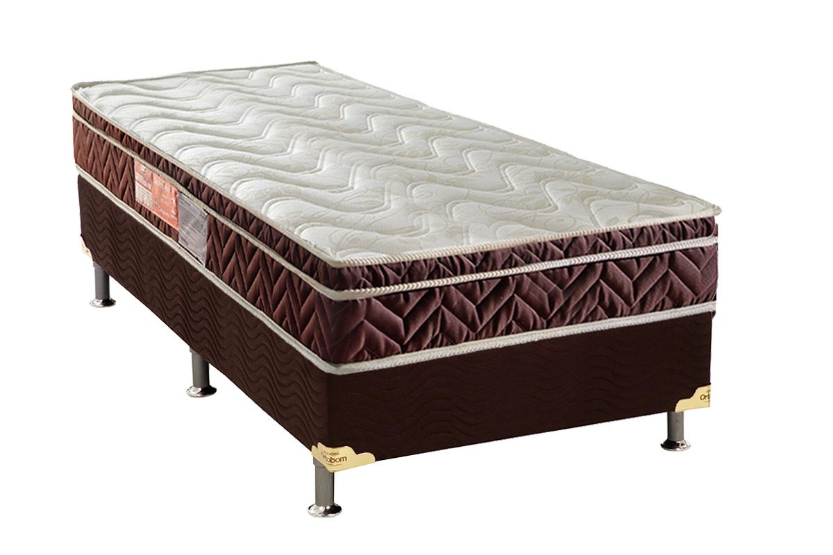 Conjunto Box-Colchão Paropas D33 25cm+Cama Universal Marrom Solteiro 88