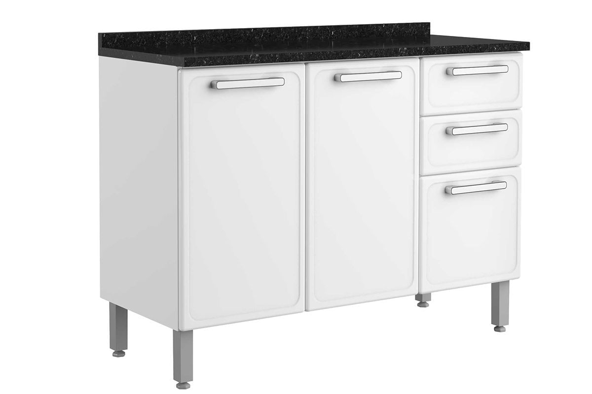 Balcão Bertolini Gourmet 7124 Aço c/Tampo 120cm Branco