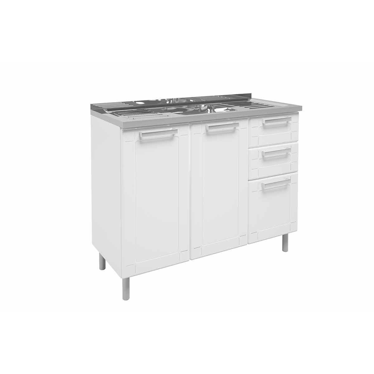 Balcão Bertolini Múltipla 6015 Aço Pia 105cm Branco