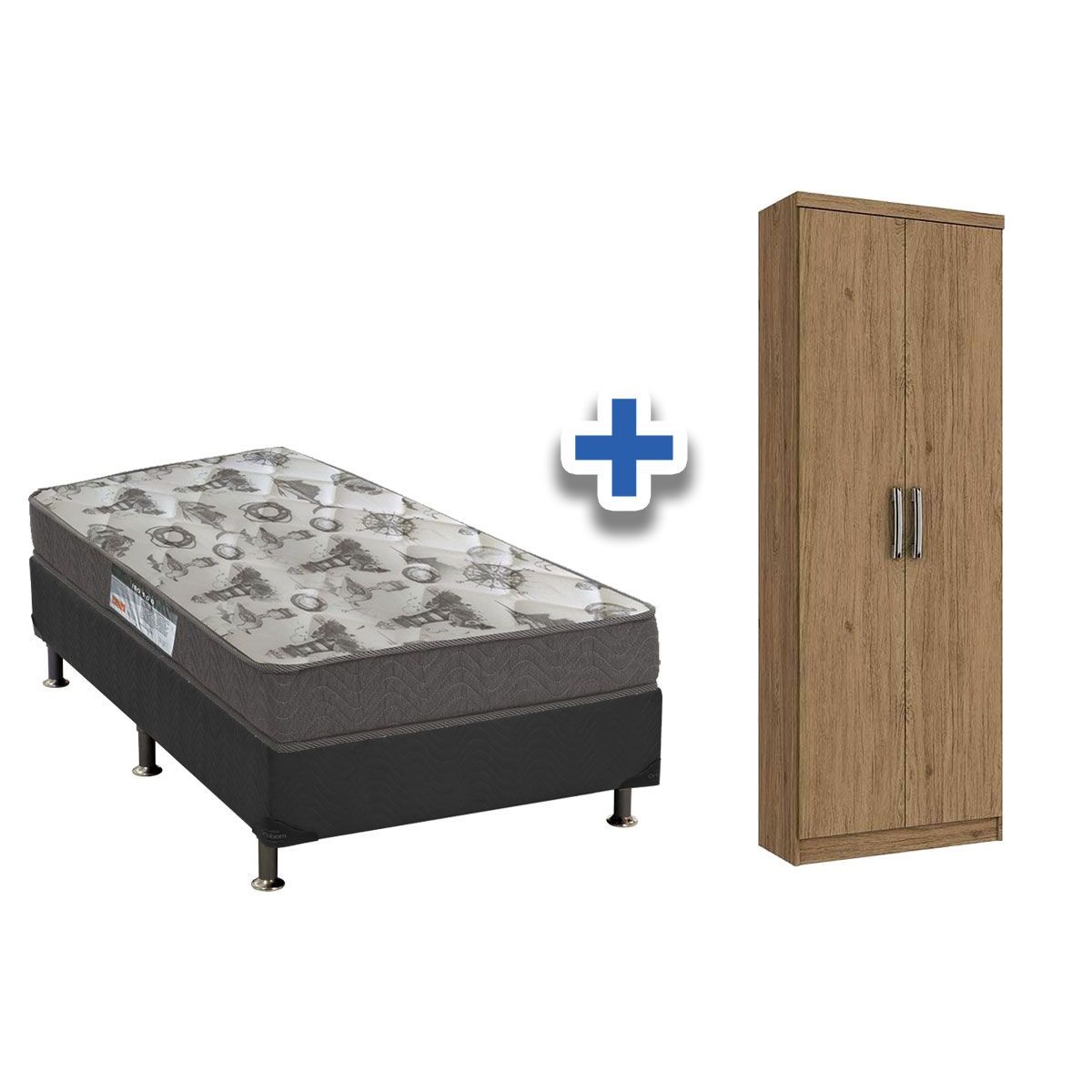 Conjunto Box Ortobom D33 + Armário Margarida Rústico