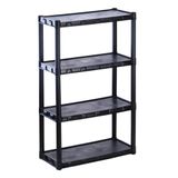 Estante Plástica Modular Preta Com 4 Prateleiras