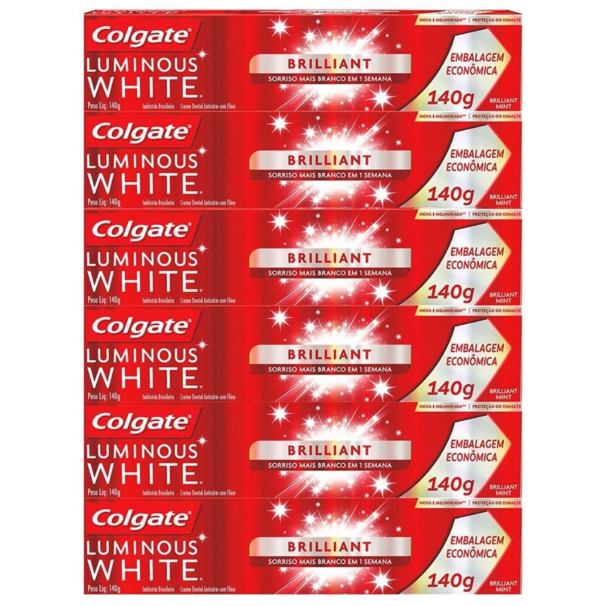 MP20394267_Kit-Creme-Dental-Colgate-Luminous-White-Brilliant-Mint-140g-com-6-unidades_1_Zoom