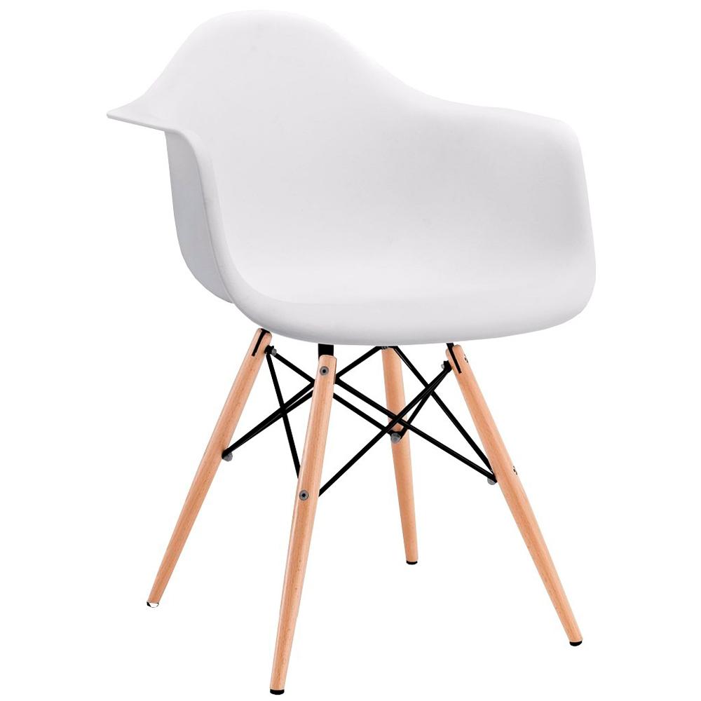 Cadeira De Jantar Charles Eames Com Braço - Branca