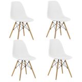 Cadeira Eloá Original Rivatti Releitura Charles Eames Eiffel Kit Com 4 - Branco