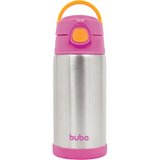 Garrafa Termica Infantil Canudo Parede Dupla Inox Rosa 400ml