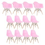 Conjunto 4 X Cadeiras Eames Daw Com Braços + 8 Cadeiras Eiffel Dsw - Rosa Claro