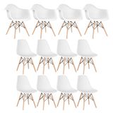 Conjunto 4 X Cadeiras Eames Daw Com Braços + 8 Cadeiras Eiffel Dsw - Branco