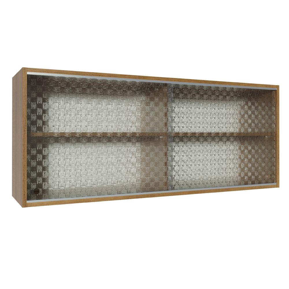 Armário Aéreo Madesa Glamy 2 Portas de Correr de Vidro Quadrato - Rustic