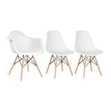 Kit 1 Cadeiras Eames Daw Com Braços + 2 Cadeiras Eiffel Dsw Branco