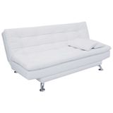 Sofá-Cama 3 Lugares Casal Premium Couro Sintético Branco