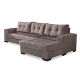 Sofá 5 Lugares com Chaise Dijon Suede Mojave Marrom Claro