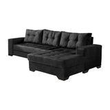 Sofá 5 Lugares com Chaise Dijon Suede Preto - única
