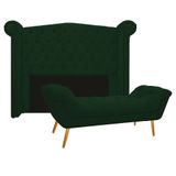 Kit Cabeceira E Calçadeira Veneza 195 Cm King Size Suede Verde - Amarena Moveis