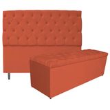 Kit Cabeceira E Calçadeira Liverpool 195 Cm King Size Suede Terracota - Amarena Móveis