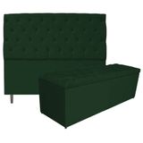 Kit Cabeceira E Calçadeira Liverpool 195 Cm King Size Suede Verde - Amarena Móveis