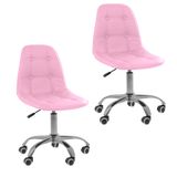 Kit 02 Cadeiras Office Eiffel Botonê Ajustável Base Giratória