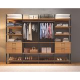 Closet Em Mdf 2 Cabideiros 4 Gavetas Freijó/preto Fosco 289 Cm Tw406 Jpf Dalla Costa Dalla Costa