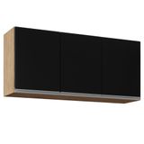 Armário Aéreo 120cm 3 Portas Virgínia Castanho/preto -  Lumil Móveis