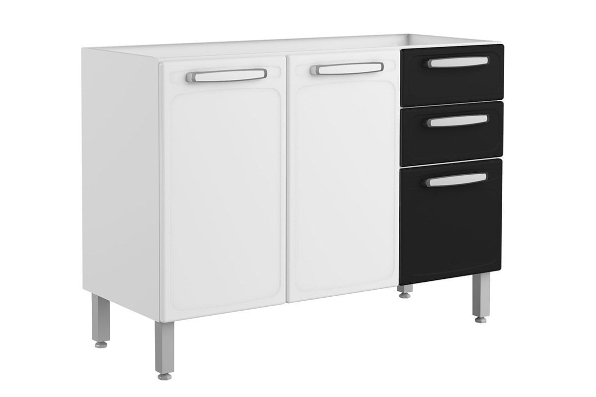 Gabinete Bertolini Evidence 7024 s/Tampo 120cm Branco/Preto