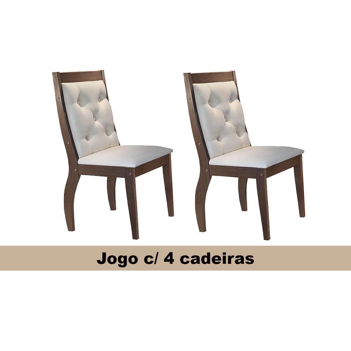 Cadeira Rufato Ágata MDF Café 4 Unidades Café/Creme