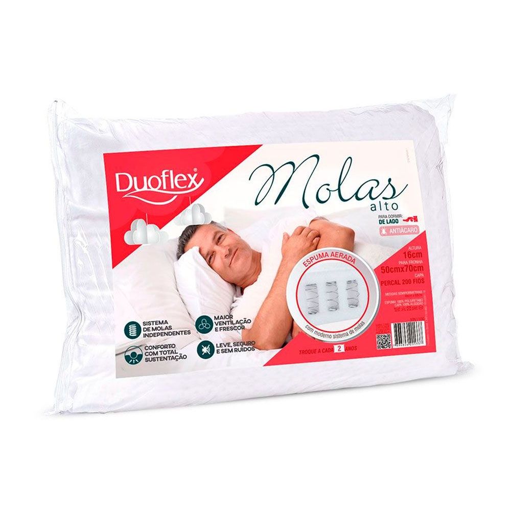 Travesseiro Duoflex de Molas MN1100 200 Fios p/ Fronha 50x70