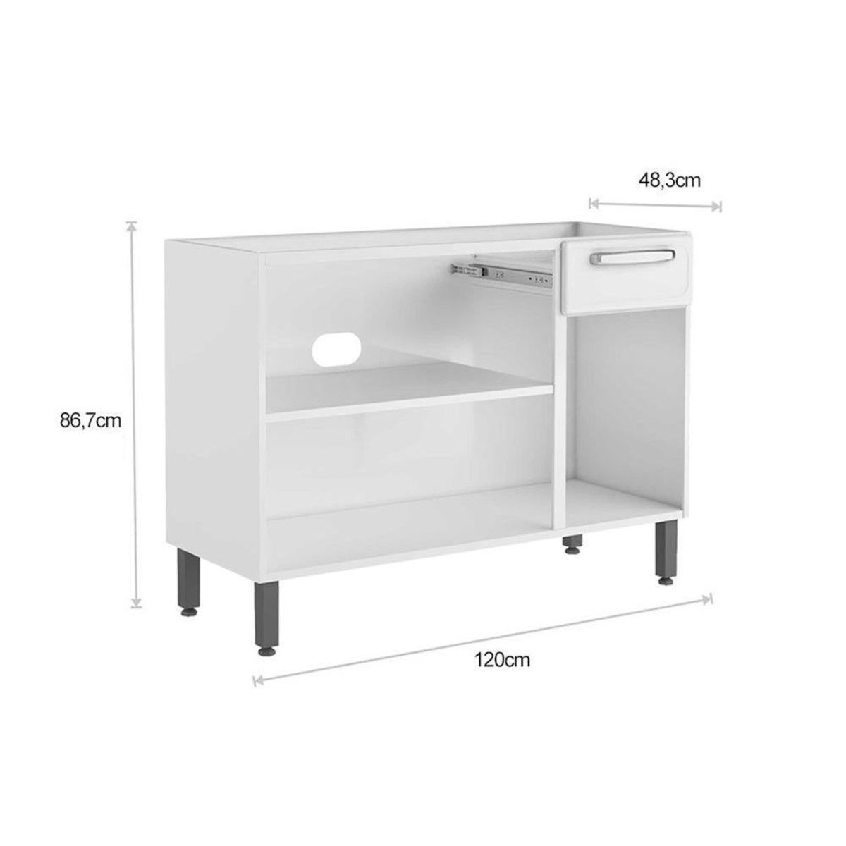 Gabinete Bertolini Evidence 7022 s/Tampo 120cm Branco