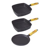 Jogo Frigideiras Cook Grill e Chapa Tapioca Ferro Fundido