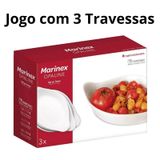 Jogo De Travessas Marinex 3 Peças Opaline Vidro Vai Ao Forno