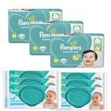 Kit Fralda Pampers Confort Sec Tamanho M com 132 unidades + Toalhinhas Umedecidas Pampers Fresh Clean com 288 unidades