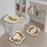Kit Tapete Banheiro Premium Pegada Palha Guga Tapetes 3 peças Guga Tapetes