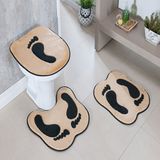 Kit Tapete Banheiro Premium Pegada Bege Guga Tapetes 3 peças Guga Tapetes