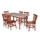 Conjunto Mesa De Jantar Retangular 160x80cm Mel Com 6 Cadeiras Em Madeira Maciça Assento Escavado Mônaco Mel - Straub W