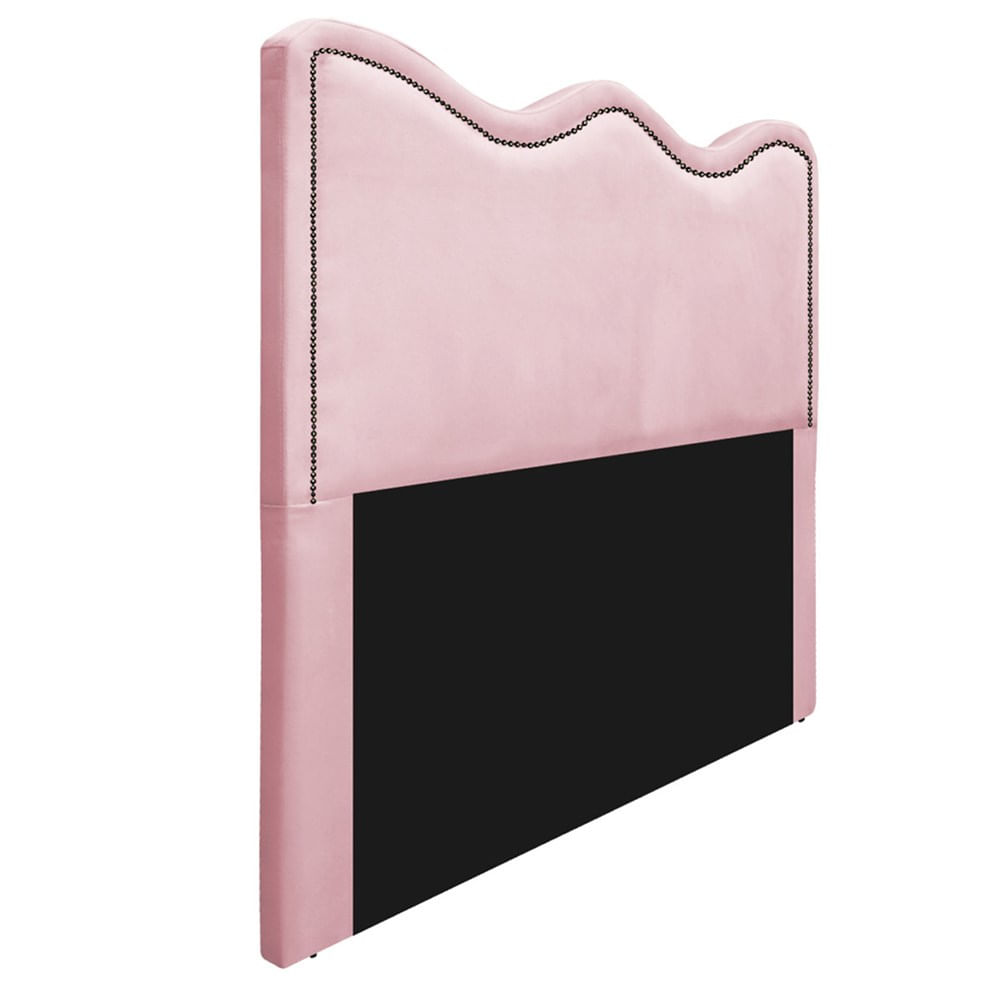 Cabeceira King Bari P02 195 Cm Para Cama Box Suede Rosa Bebê - Amarena Móveis