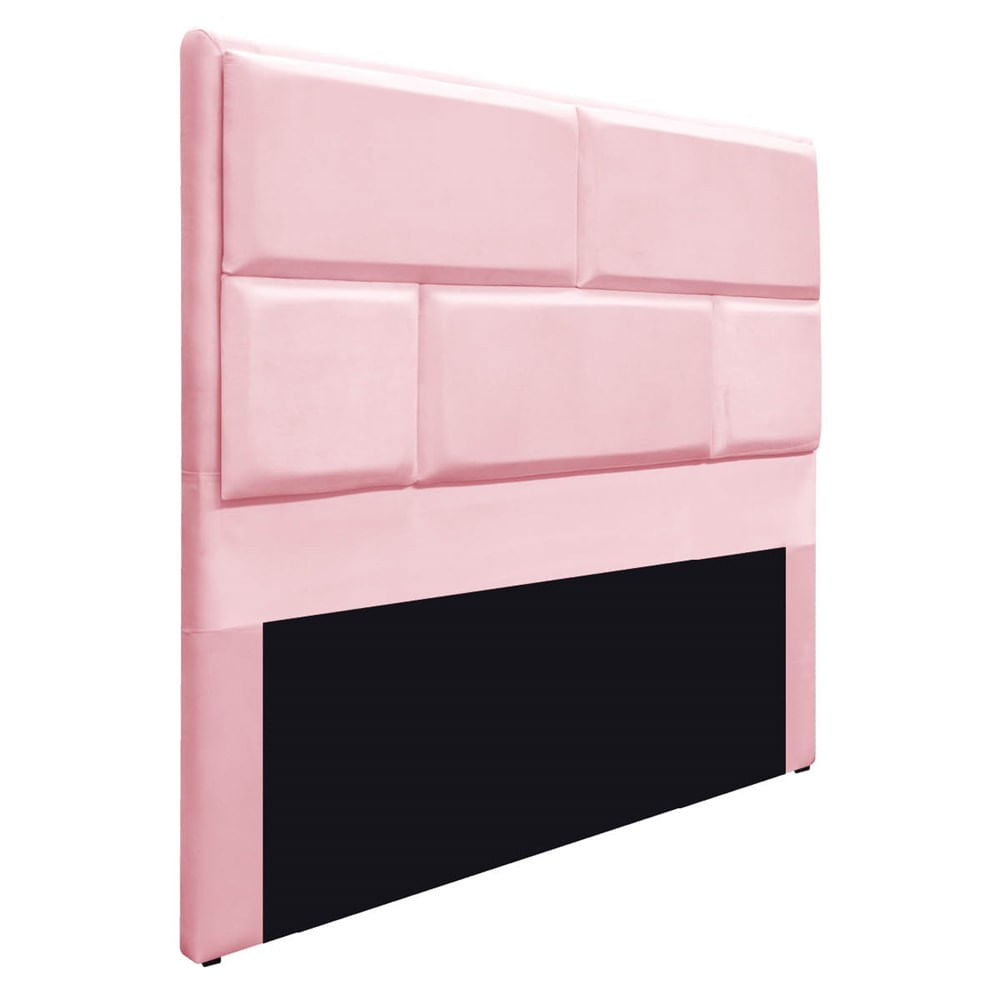 Cabeceira Casal Brick P02 140 Cm Para Cama Box Suede Rosa Bebê - Amarena Móveis