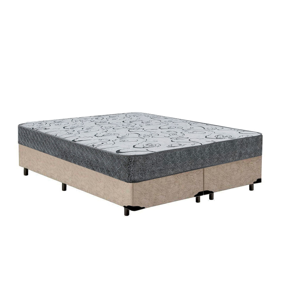 Cama Box Casal Bipartido Colchão Espuma D33 Maxx Kansas + Box Suede 70x138x188