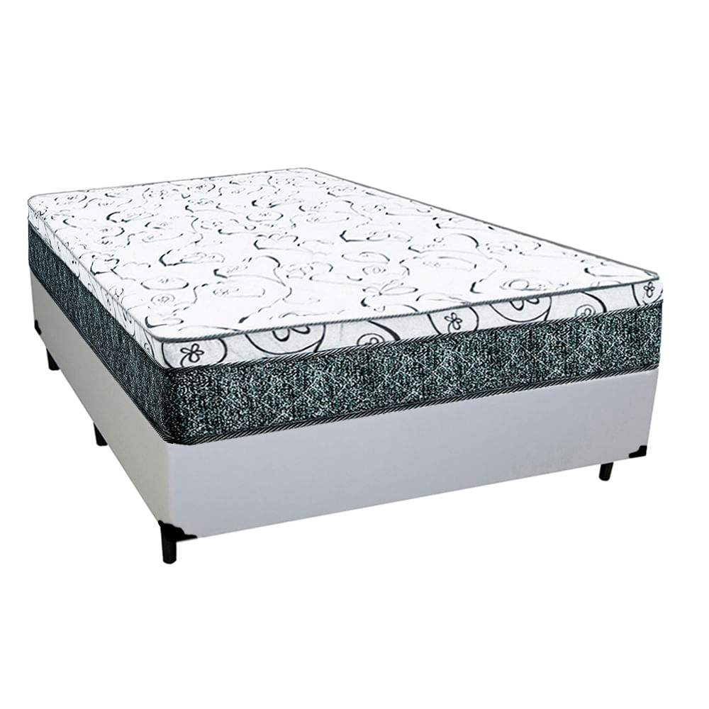 Cama Box Casal Colchão Mola Bonnel Prime Coil Detroit + Box Sintético 64x138x188