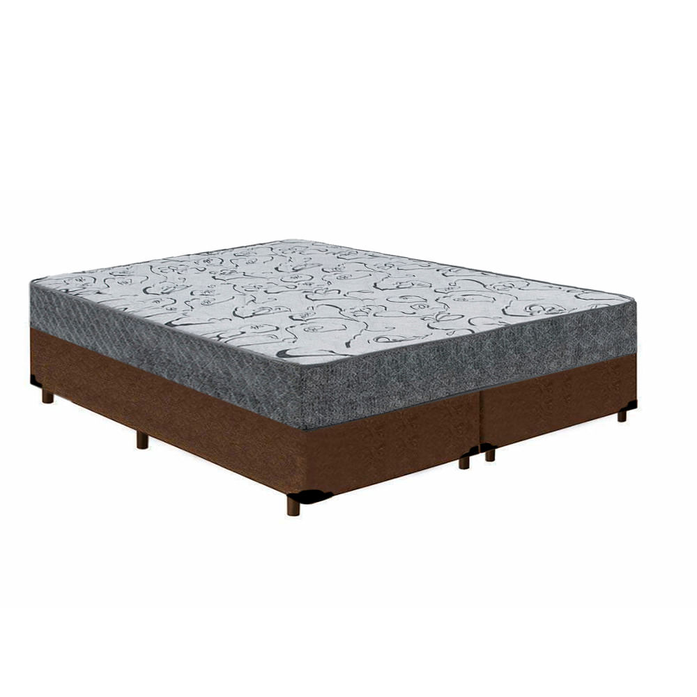 Cama Box Casal Bipartido Colchão Espuma D33 Maxx Kansas + Box Suede 70x138x188