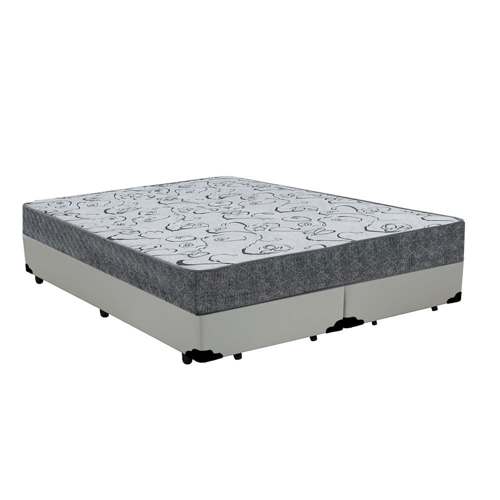 Cama Box Casal Bipartido Colchão Espuma D33 Maxx Kansas + Box Sintético 70x138x188