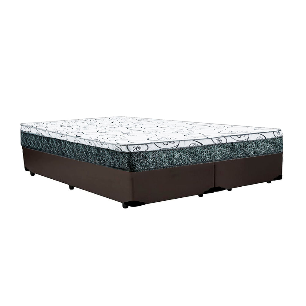 Cama Box Casal Bipartido Colchão Mola Bonnel Prime Coil Detroit + Box Sintético 64x138x188