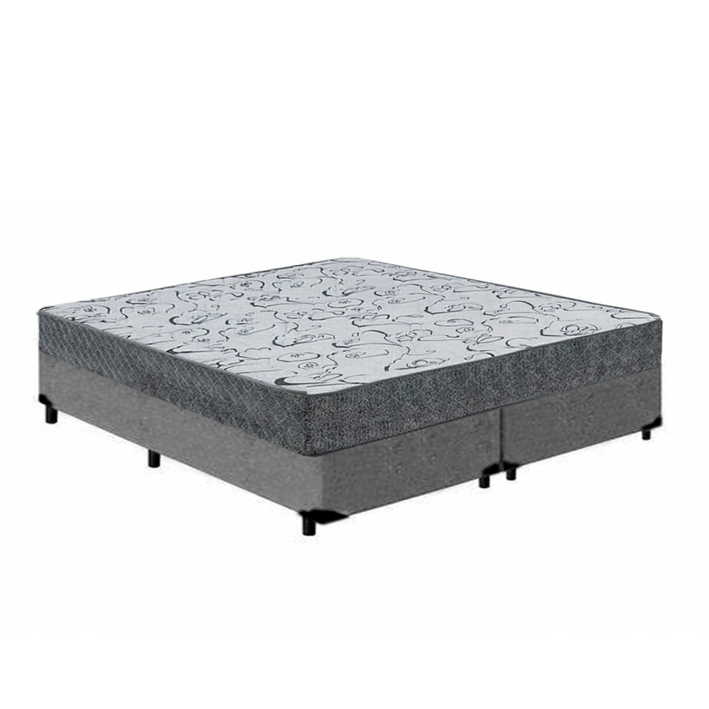 Cama Box Casal Bipartido Colchão Espuma D33 Maxx Kansas + Box Suede 70x138x188