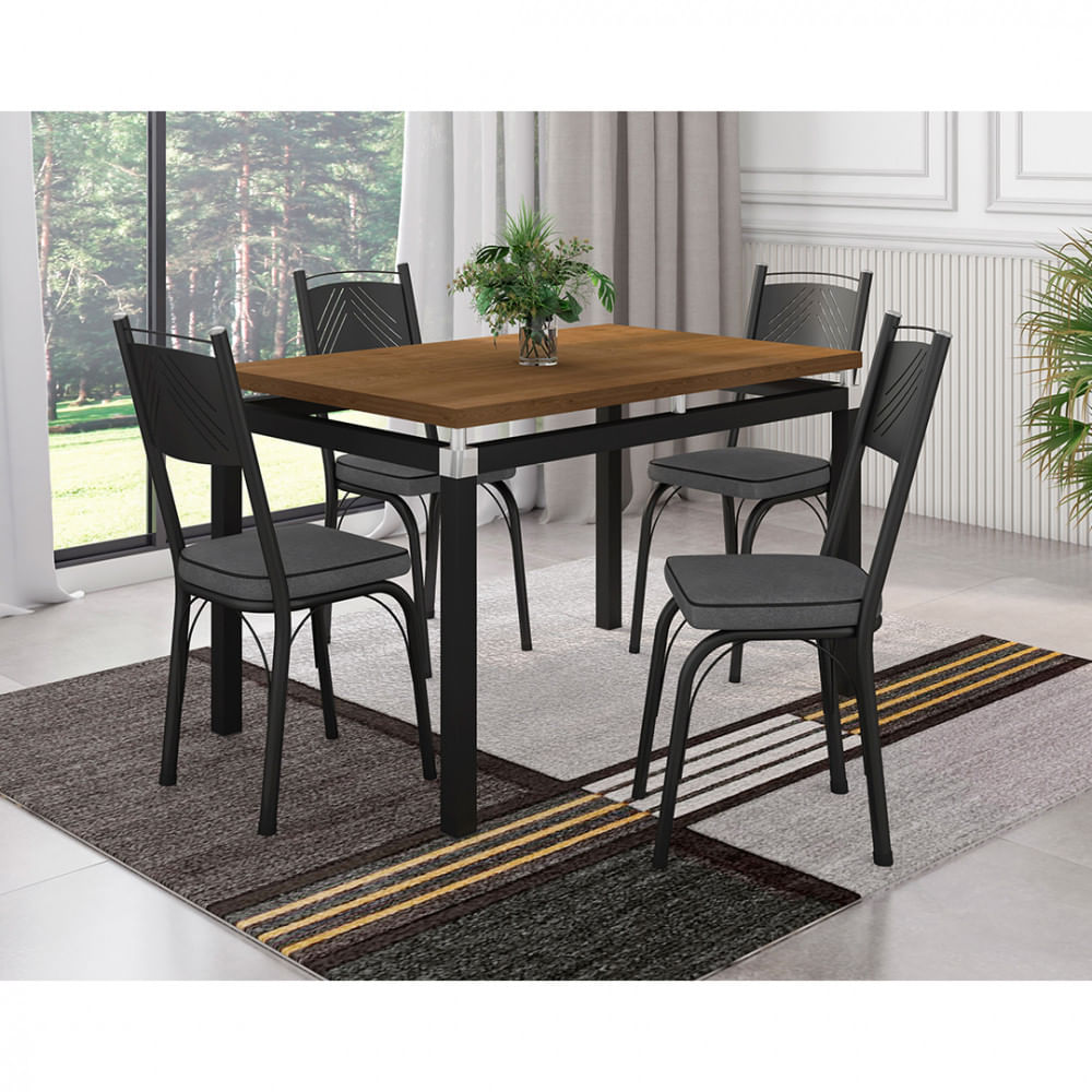 Conjunto De Mesa Artefamol Malva Com 4 Cadeiras Tampo Bp 91x68