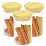 Kit 3 Potes De Vidro Hermético Vidro E Bambu 200ml Vda14103